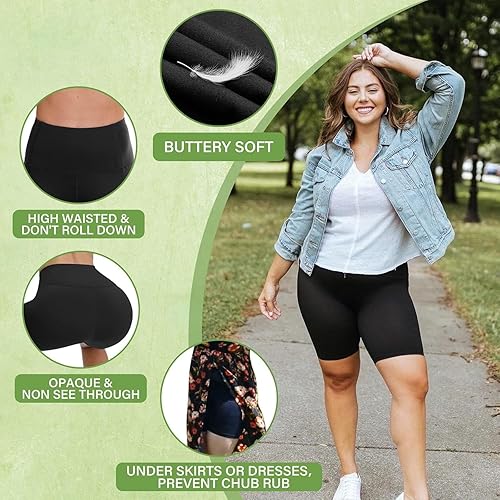 Miniatura 4 de HLTPRO Pantalones cortos de cintura alta para mujer 8 pulgadas con control de barriga para correr, entrenamiento, ciclismo, yoga