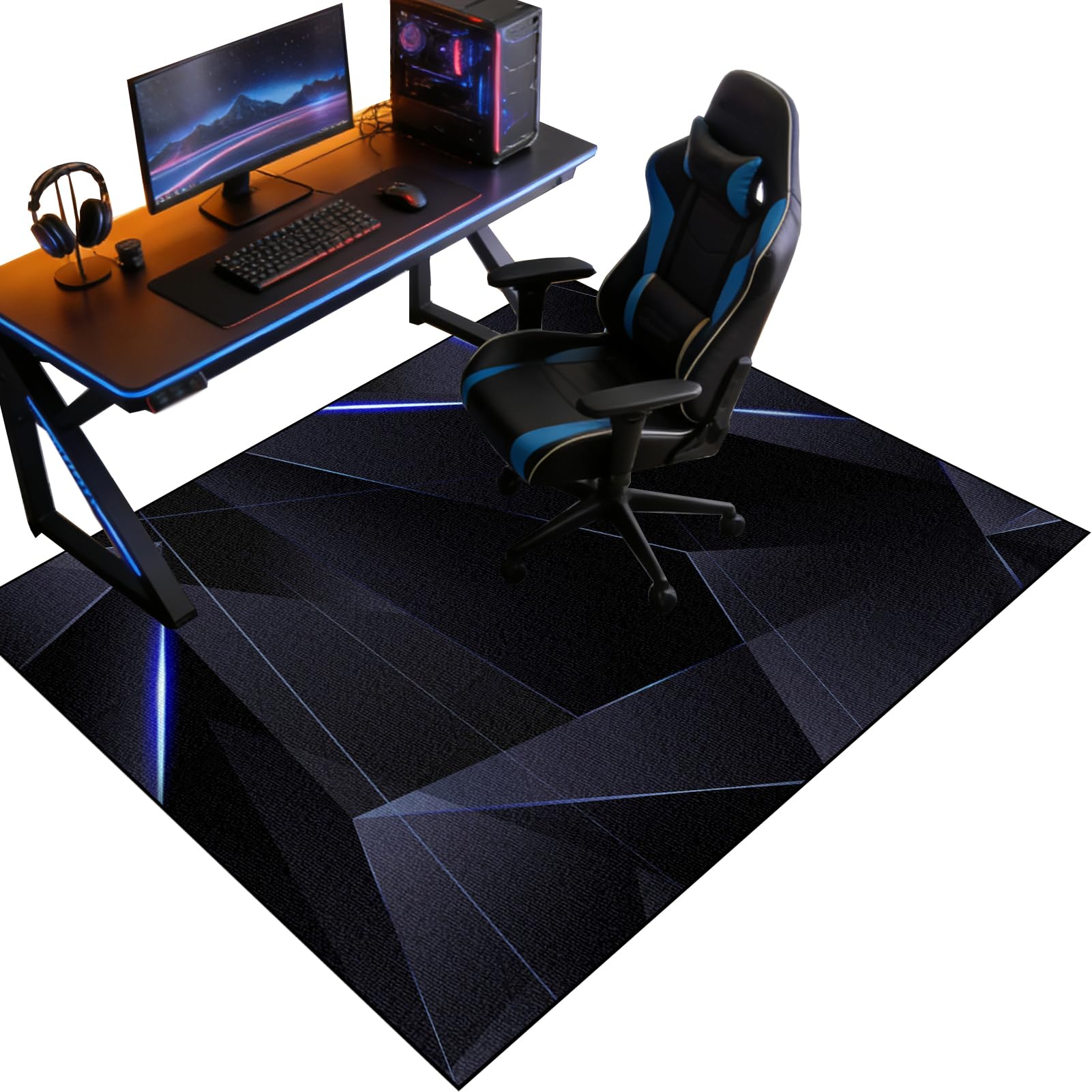 Tappeto Sedia Gaming, Tappeto Salvapavimento AntiscivoloTappeto per Sedia con Ruote, Ufficio Protettore del Pavimento, Tappetino Pavimenti per Parquet e Pavimenti Duri/Piastrelle 90 x 140 cm