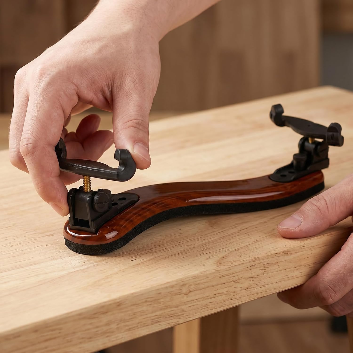 NANYI Violin Shoulder Rest for 4/4 and 3/4 with Collapsible and Height Adjustable Feet, Imitation wood grain.