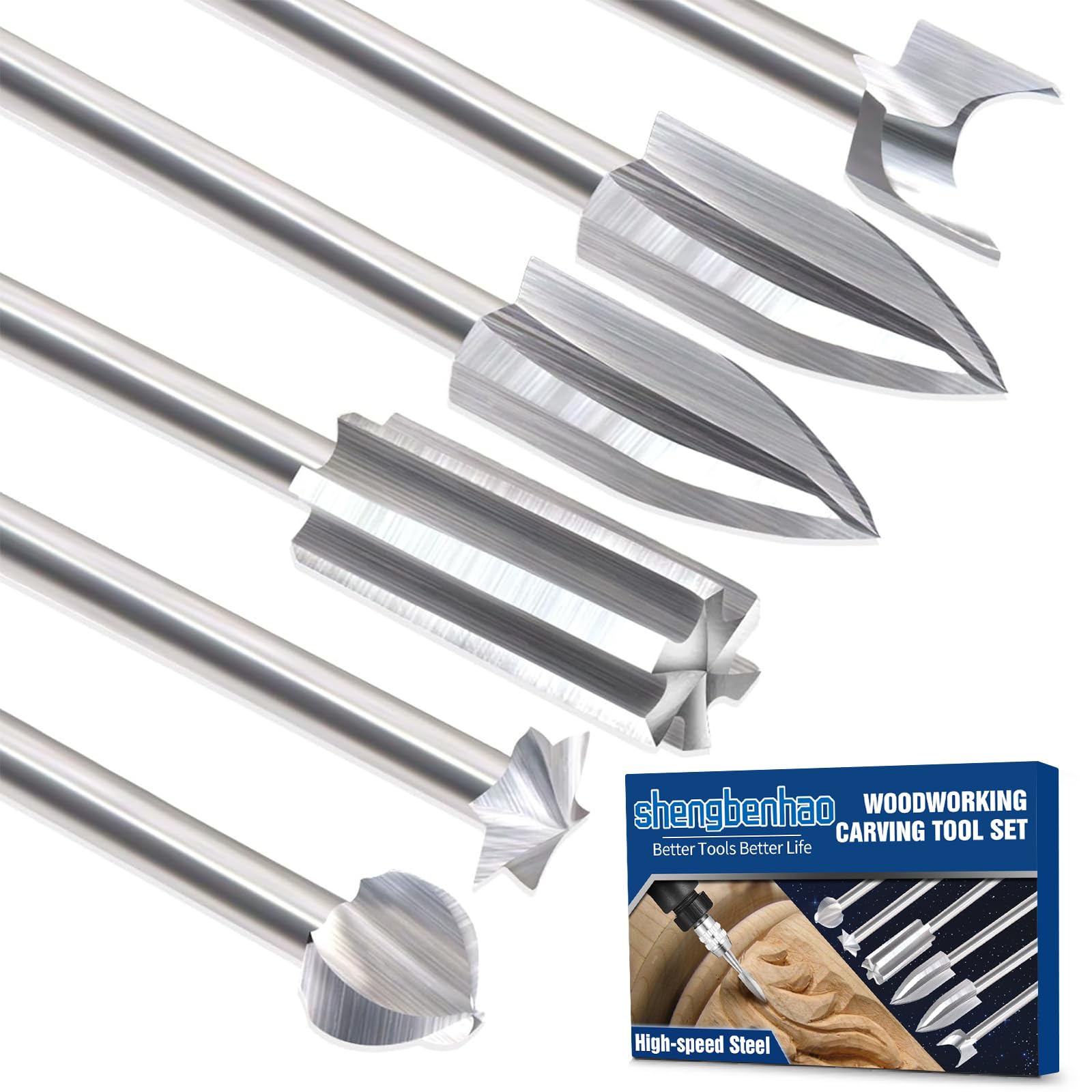 Brocas de talla de madera para Herramienta Rotativa, 6 Piezas Diferentes Accesorios de Herramientas para Madera con Vástago de 3mm Para Manualidades DIY Tallado de Madera Taladrado Micro Escultura