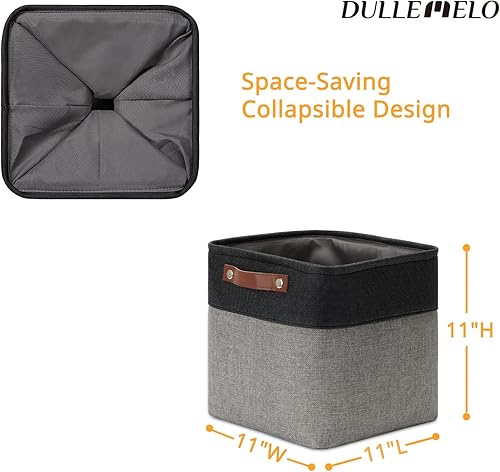 Miniatura 4 de DULLEMELO Paquete de 4 cestas plegables de 11 x 11 x 11 pulgadas + 6 cestas pequeñas de 11.8 x 7.9 x 5.1 pulgadas (negro y gris)