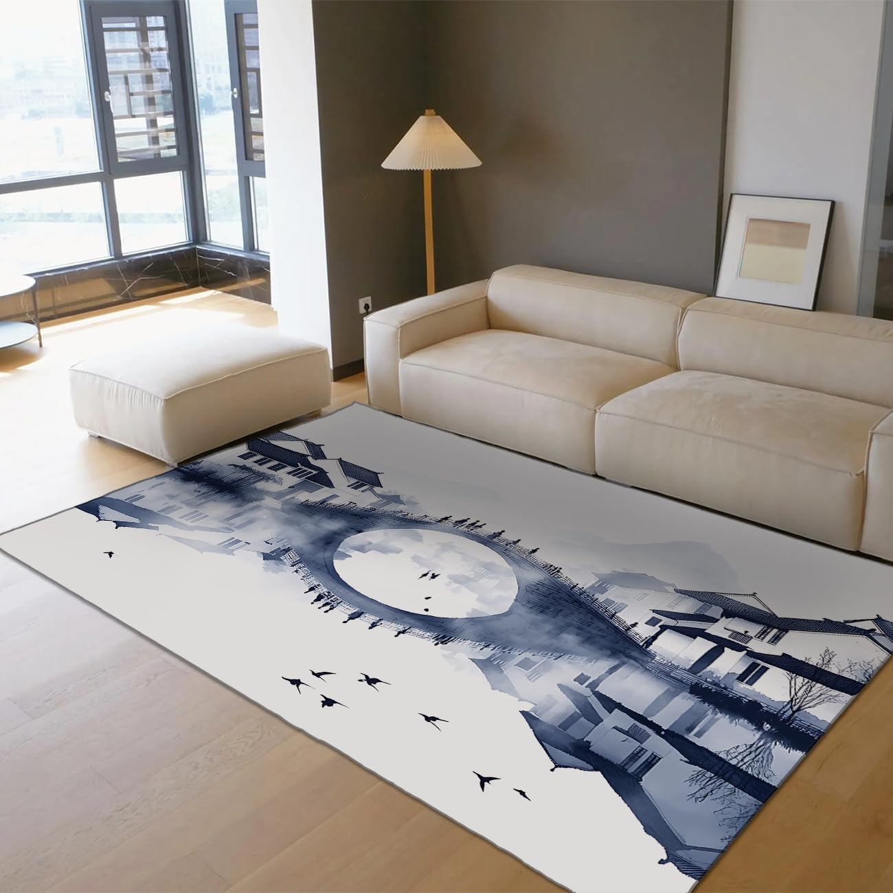 Tapis lavable style chinois à poil bas pour un entretien facile