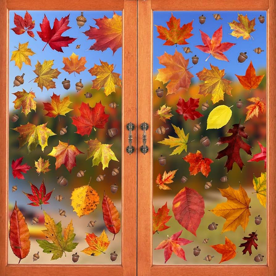 Amazon.com: CCINEE 216pcs Maple Window Clings 6 Sheets Fall Leaves