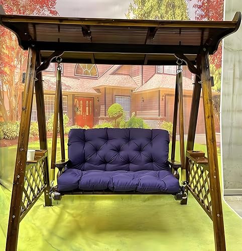 Miniatura 2 de Cojines de repuesto para columpio al aire libre de 2 a 3 plazas, impermeables, antideslizantes, gruesos, de 5 pulgadas, relleno de algodón PP de