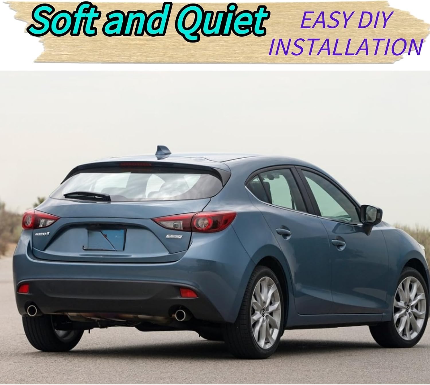 Rear Wiper Blade & Arm Replacement for Mazda 3 2014-2018 2017 2016 2015 - OEM Fit for i Grand Touring i SV Sport S Models - All-Season Rear Back Windshield Wiper Blade Set