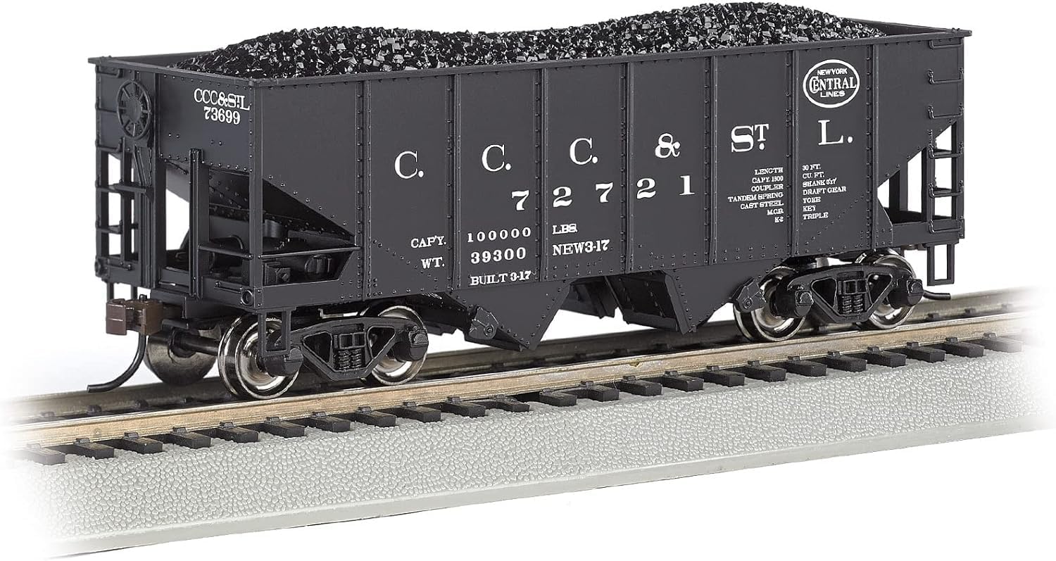 Bachmann Trains - 55 TON 2-Bay USRA Outside BRACED Hopper with Removable Erie Load -NYC - Big Four #72721 - HO Scale