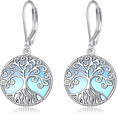 Miniatura 8 de Aretes colgantes de lágrima de plata de ley 925 con diseño de filigrana de piedra lunar para mujer, regalos de joyería