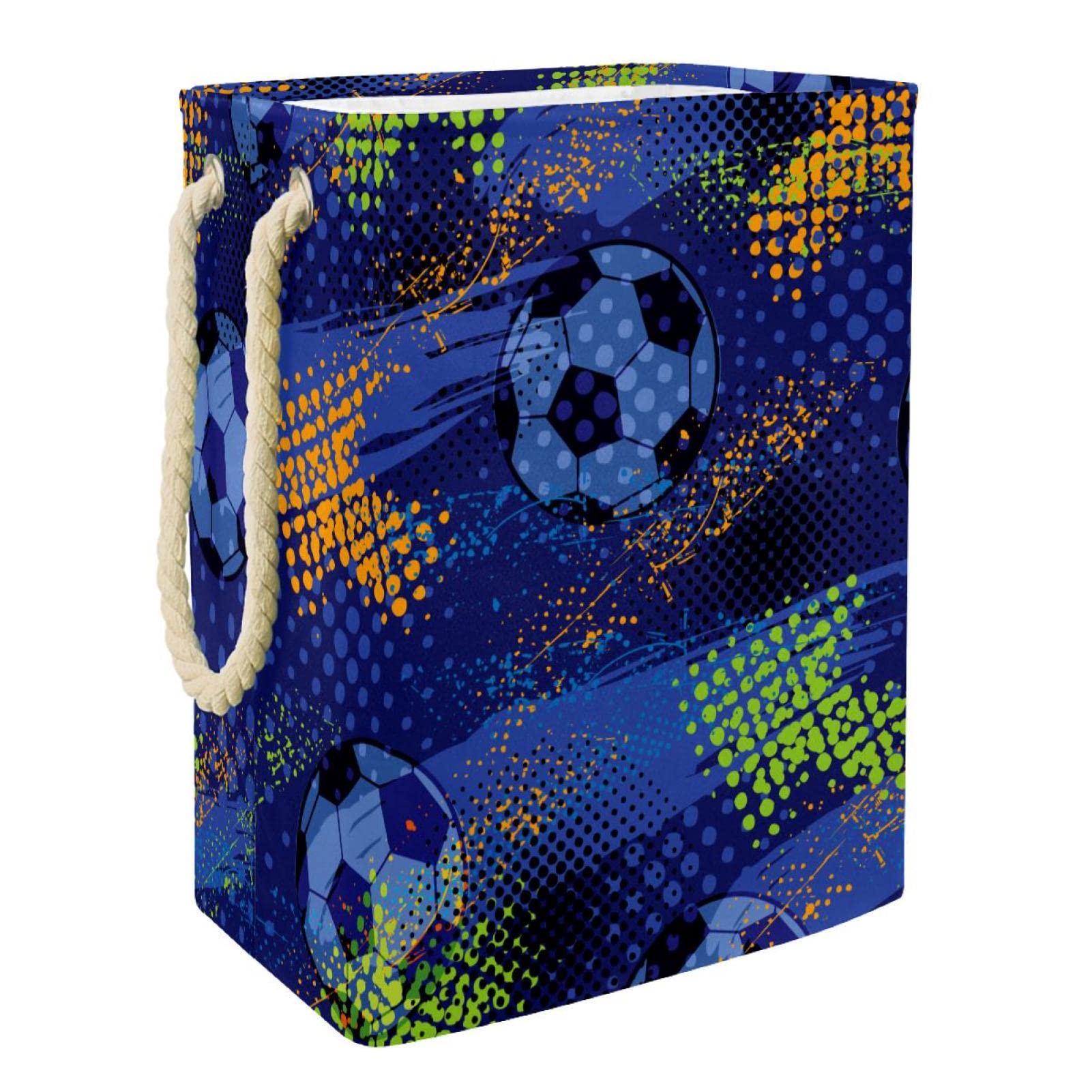 Panier à linge personnalisé football avec poignées solides pour linge volumineux