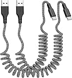 Eettvekd Coiled Carplay Car Charger Fast Charging，[2-Pack...