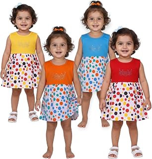 Premium Bright Color Baby Girl Dot Print Cotton Dress | Soft & Breathable Summer Frock for Newborns & Toddlers (0-3 Months... Price In India