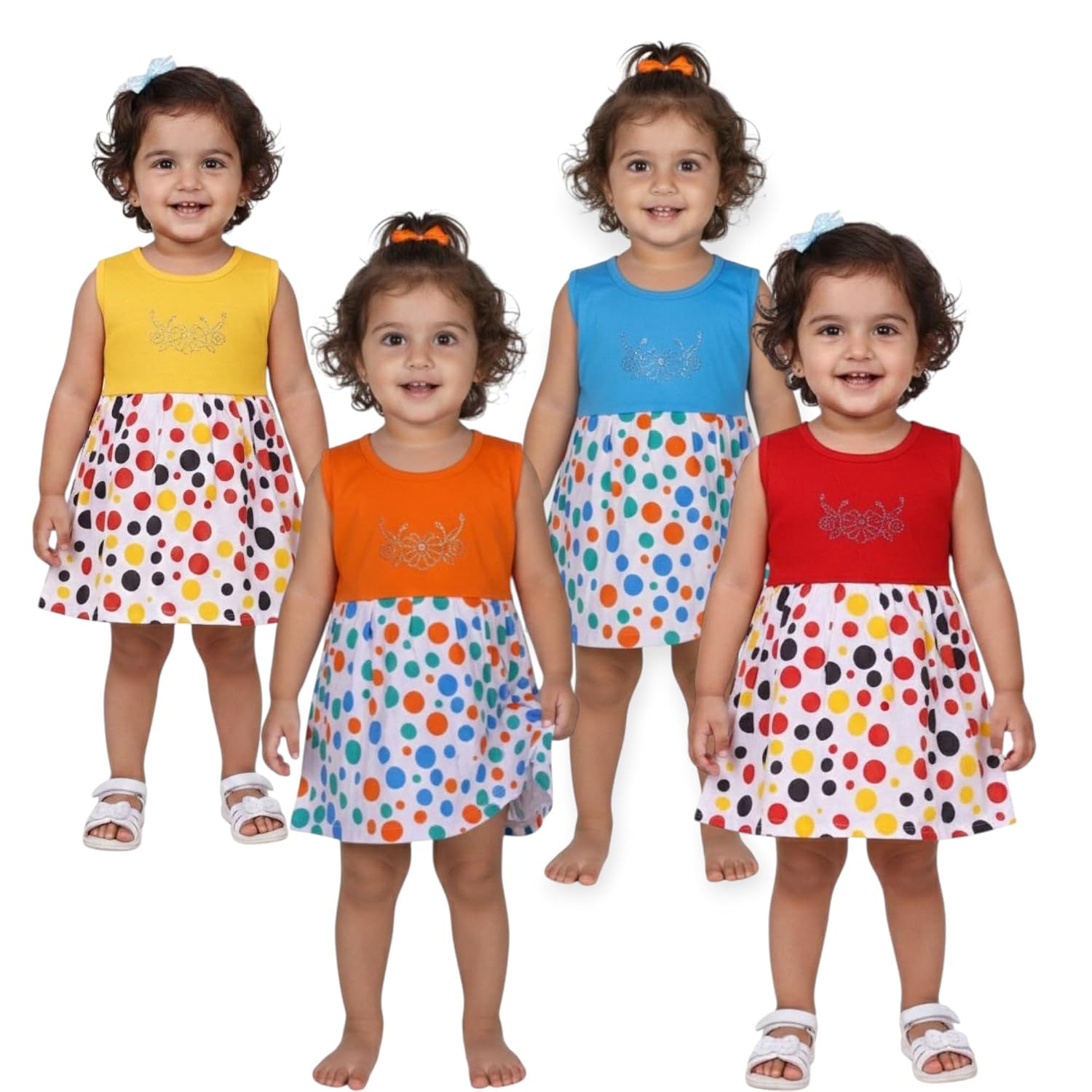 Premium Bright Color Baby Girl Dot Print Cotton Dress | Soft & Breathable Summer Frock for Newborns & Toddlers (0-3 Months... - Review, Price and Buying Guide