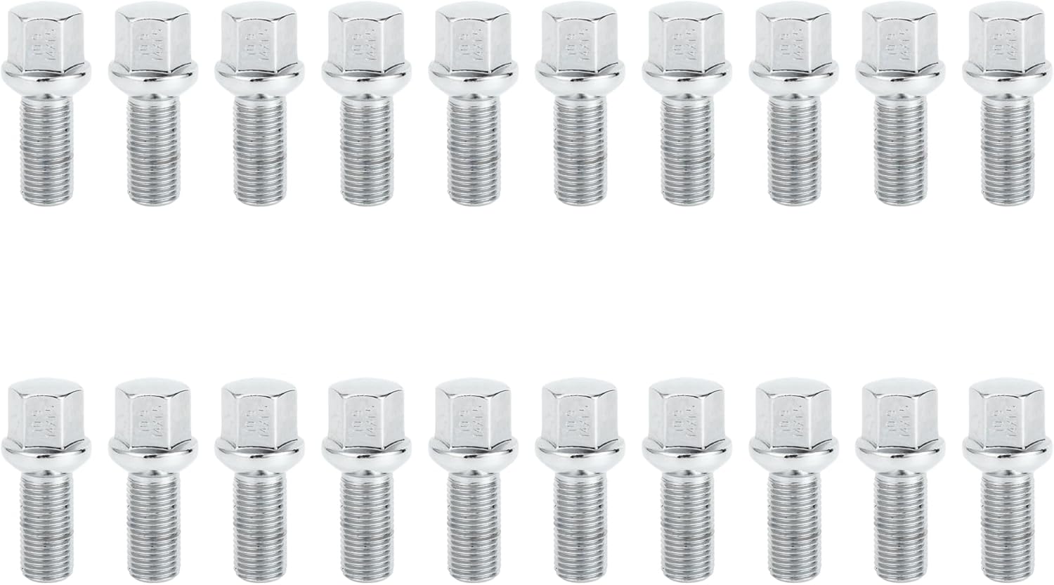 M14x1.5mm Ball Seat Wheel Lug Bolt for Volkswagen 17mm Hex 27mm Shank Length Sturdy | Extended Bolts Silver Tone 20 Pcs