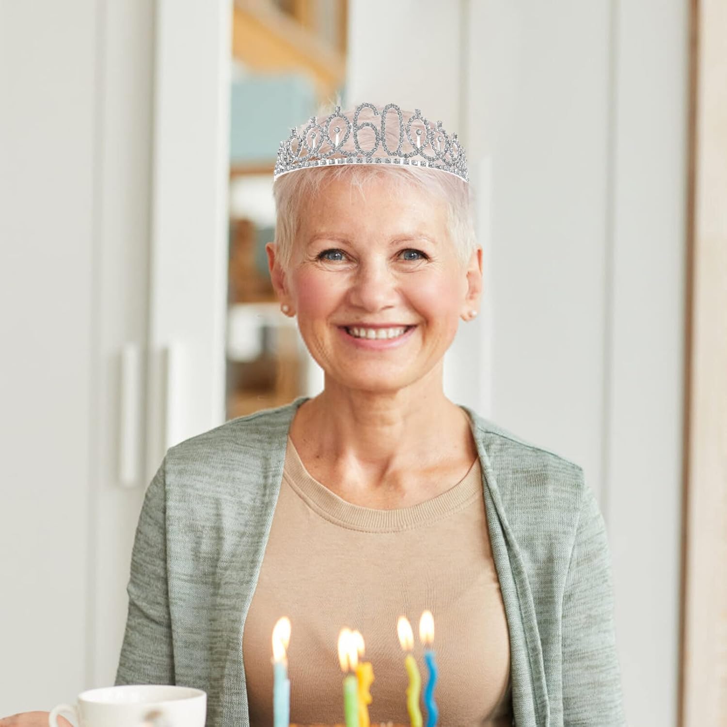 FRCOLOR Birthday Crown Hair Comb for Women with Rhinestone Tiara and Hair Clips 5.5 Inch Party Headband Accessory for Birthday Celebration - Image 6