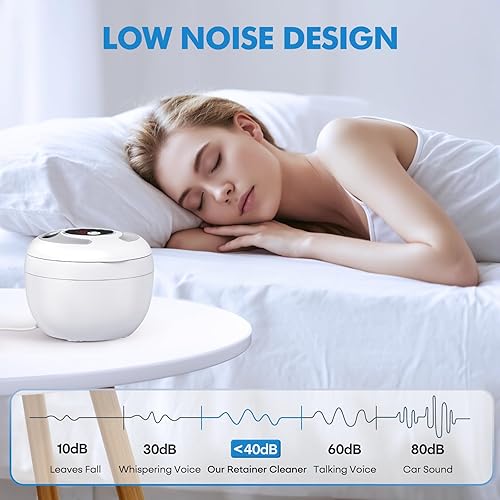 Miniatura 7 de Máquina Limpiadora de Retenedores Ultrasónicos Mejorada, Limpiador Ultrasónico de Dentaduras 45kHz para Protectores Nocturnos, Brackets,