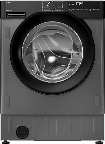 Haier Series 6 Integrated Washing Machine, 9kg, Graphite & Black, A-30% [Energy Class A]