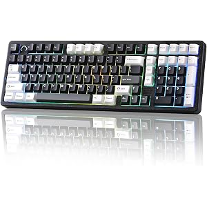 YUNZII AL98 QMK/VIA Wireless Mechanical Gaming Keyboard,Full Aluminum,BT/2.4G/USB-C, Pre-Lubed Hot Swappable Gasket Mount 1800 Layout,RGB Backlit for Win/Mac (Black, Milk Switch)