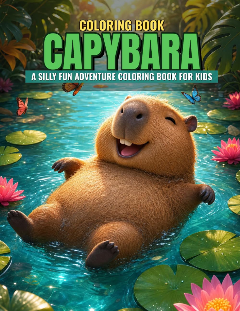 COLORING BOOK CAPYBARA: a silly fun adventure coloring book for kids