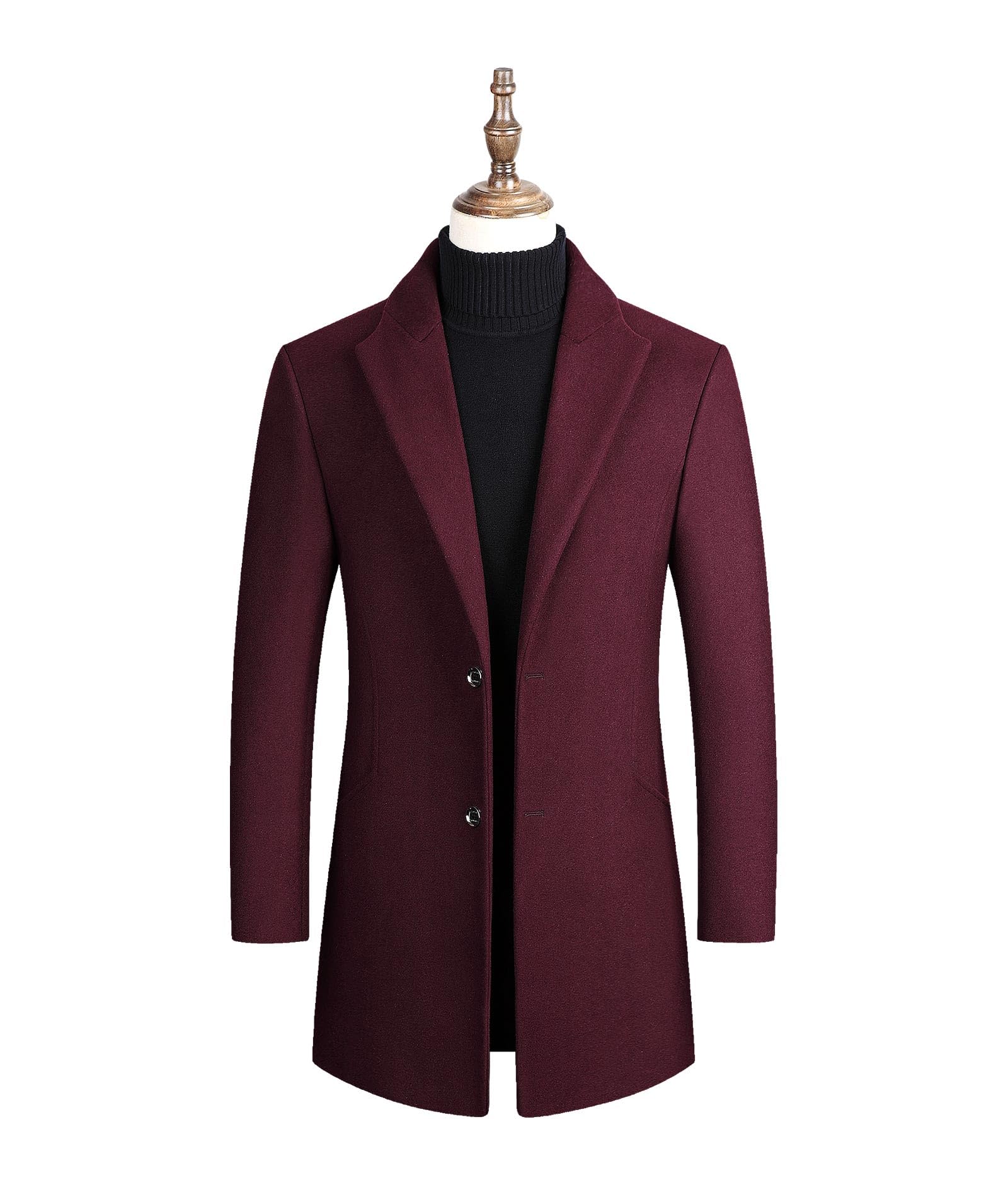ECDAHICC Płaszcz zimowy, męski, długi płaszcz slim fit, płaszcz męski, zimowy ciepły płaszcz biznesowy, męski płaszcz wełniany