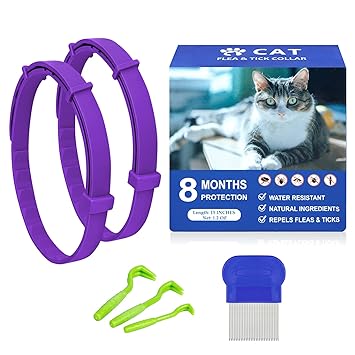 Petsvv 2 Pack Cat Flea Collar with 8 Months, Flea Collar for Cats Easy to Repels Fleas & Ticks