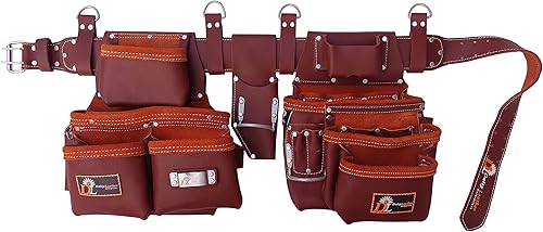 Miniatura 2 de Daisy - Cinturón de herramientas PRO-303 de cuero de alta calidad curtido al aceite, 27 bolsillos, organizador de bolsa resistente para
