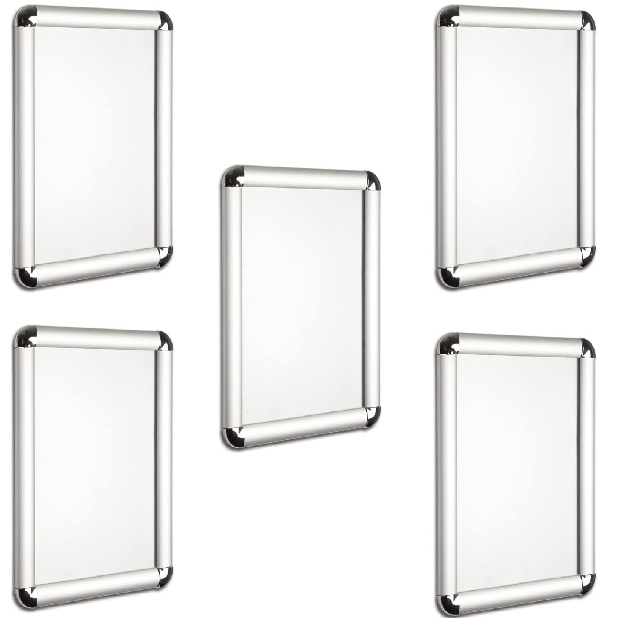 My Shopfittings Silver Round Corner 25Mm Snap Frame Poster Holder Retail Display – A4, A3, A2, A1, A0 - (Pack Of 5. A0 (W) 84.7 X (H) 118.9 Cm)