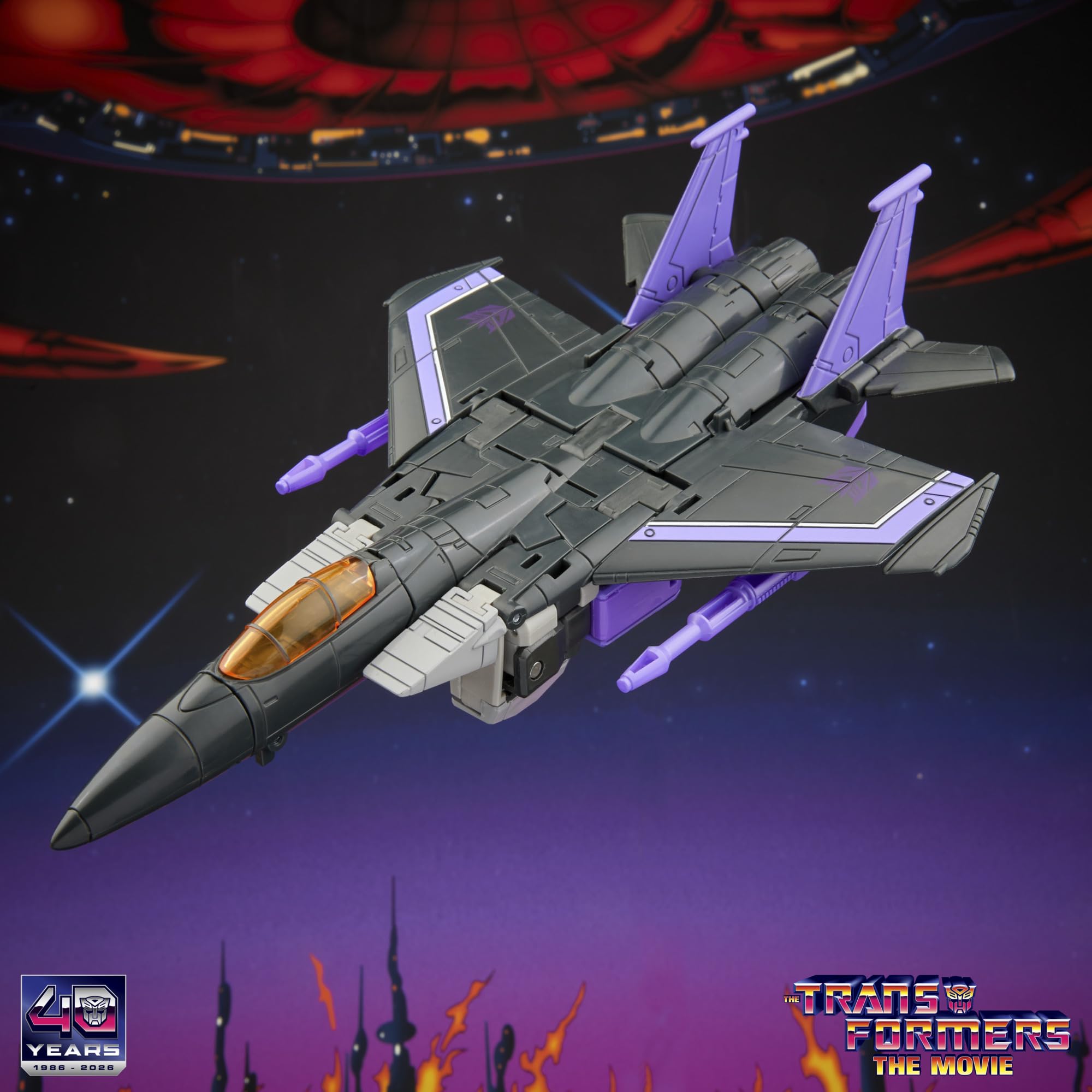 Skywarp z kolekcji Transformers Studio Series z filmu "The Transformers: The Movie", 16,5-centymetrowa przekształcająca się figurka klasy Voyager, zabawkowe roboty dla dzieci w wieku od 8 lat
