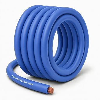 SoundBox 0 Gauge Blue Amplifier Power/Ground Wire 1/0 Ga Amp Cable, 25 Feet