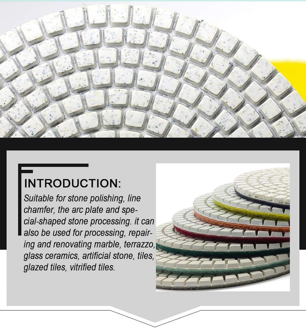 Diamond Polishing Pads 4 inch, Wet and Dry Polishing Tools Kit for Concrete, Granite, Marble, Quartz and Ceramic Tile Polishing. (200# - 10Pack) - - 