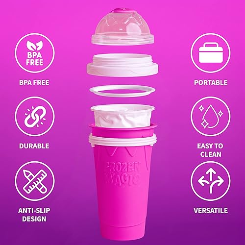 Miniatura 4 de SLUSH MASTERS - Vaso para hacer granizados, paquete de 3, congelado rápido, magia refrescante, taza de hielo, helado, batidora para familiares y