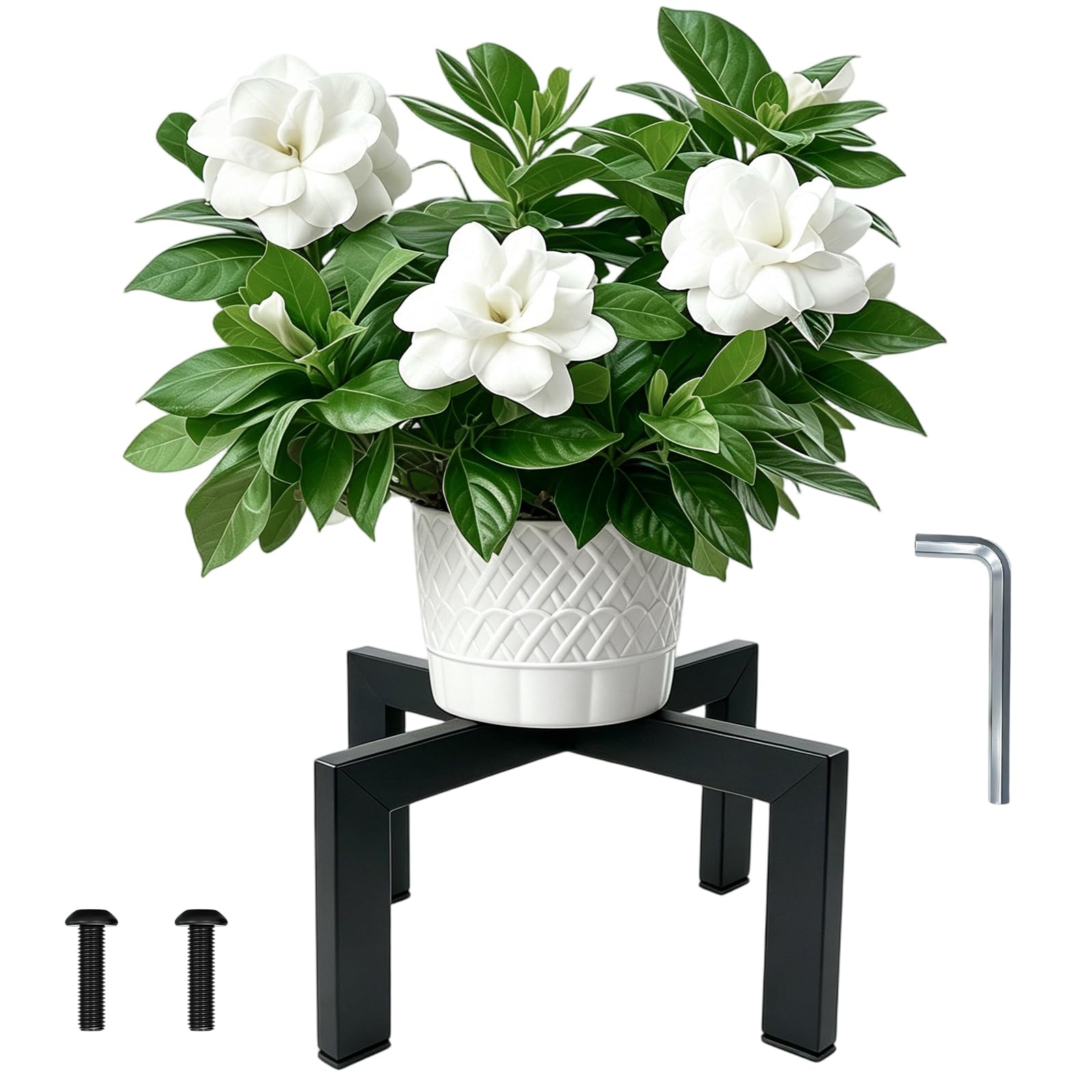 Metal Plant Stand Indoor Outdoor,30 x 30 x 15 cm,for 5-12 Inch Pots, Black