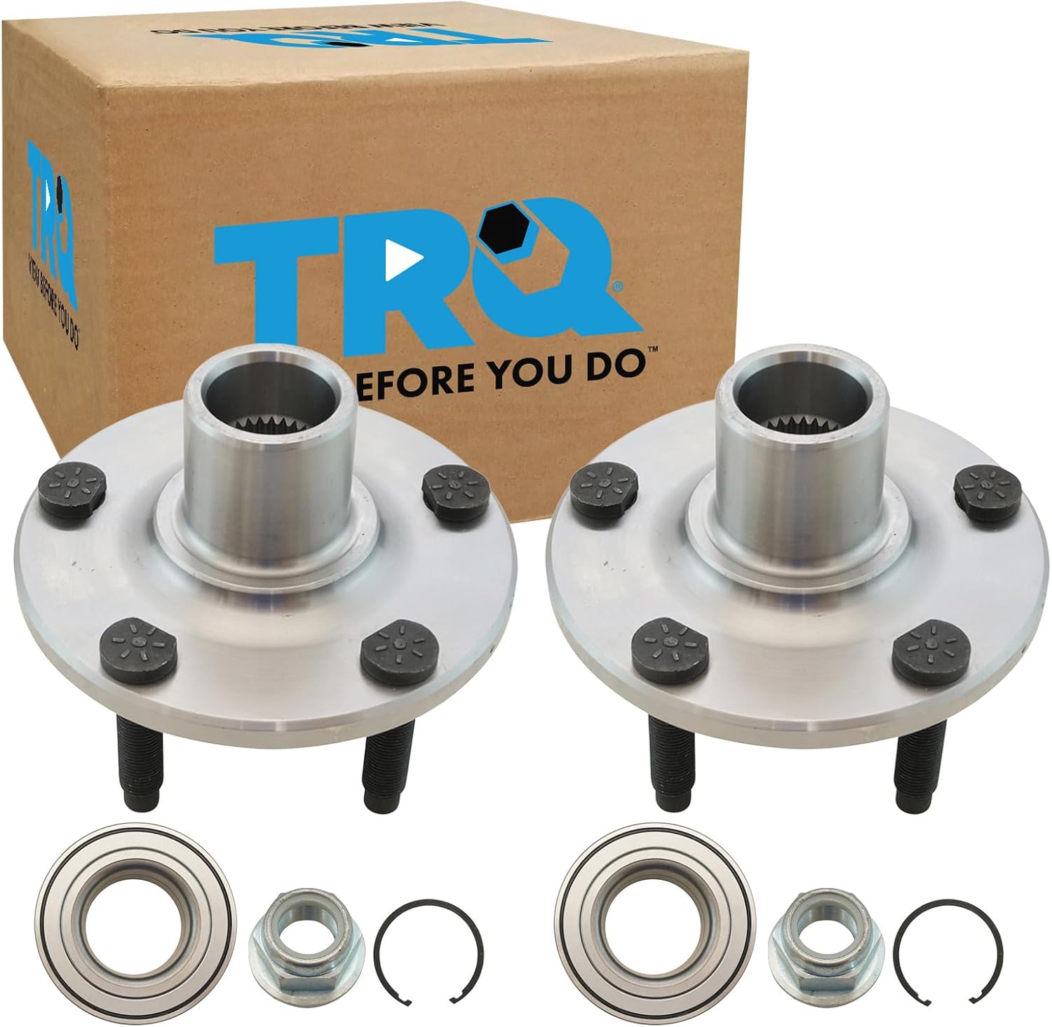 TRQ 2 Piece Front Wheel Bearing & Hub Kit Set Compatible with 2007-2010 Ford Edge Lincoln MKX