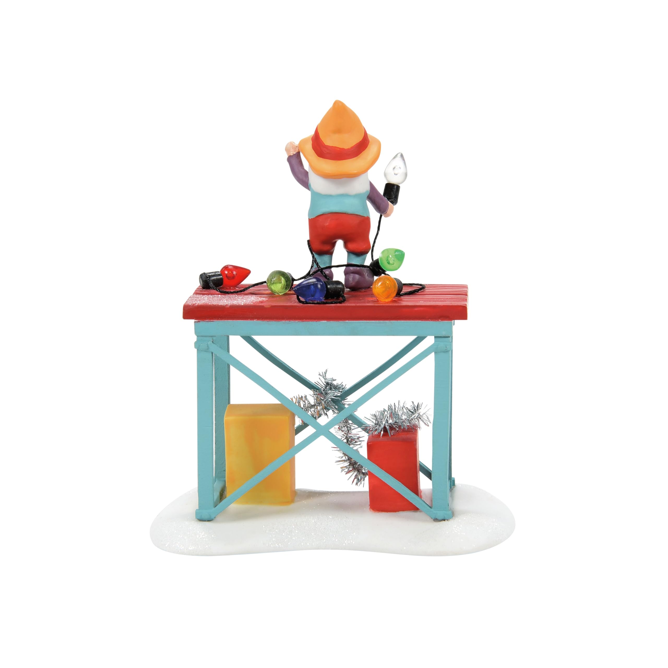 Department 56 North Pole Village Collection Accessories Time to Decorate Elf Figurine- Hand Crafted Painted Porcelain Elves Mini Figurines Christmas Village Houses Accessory Home Decor, 3.6 Inch