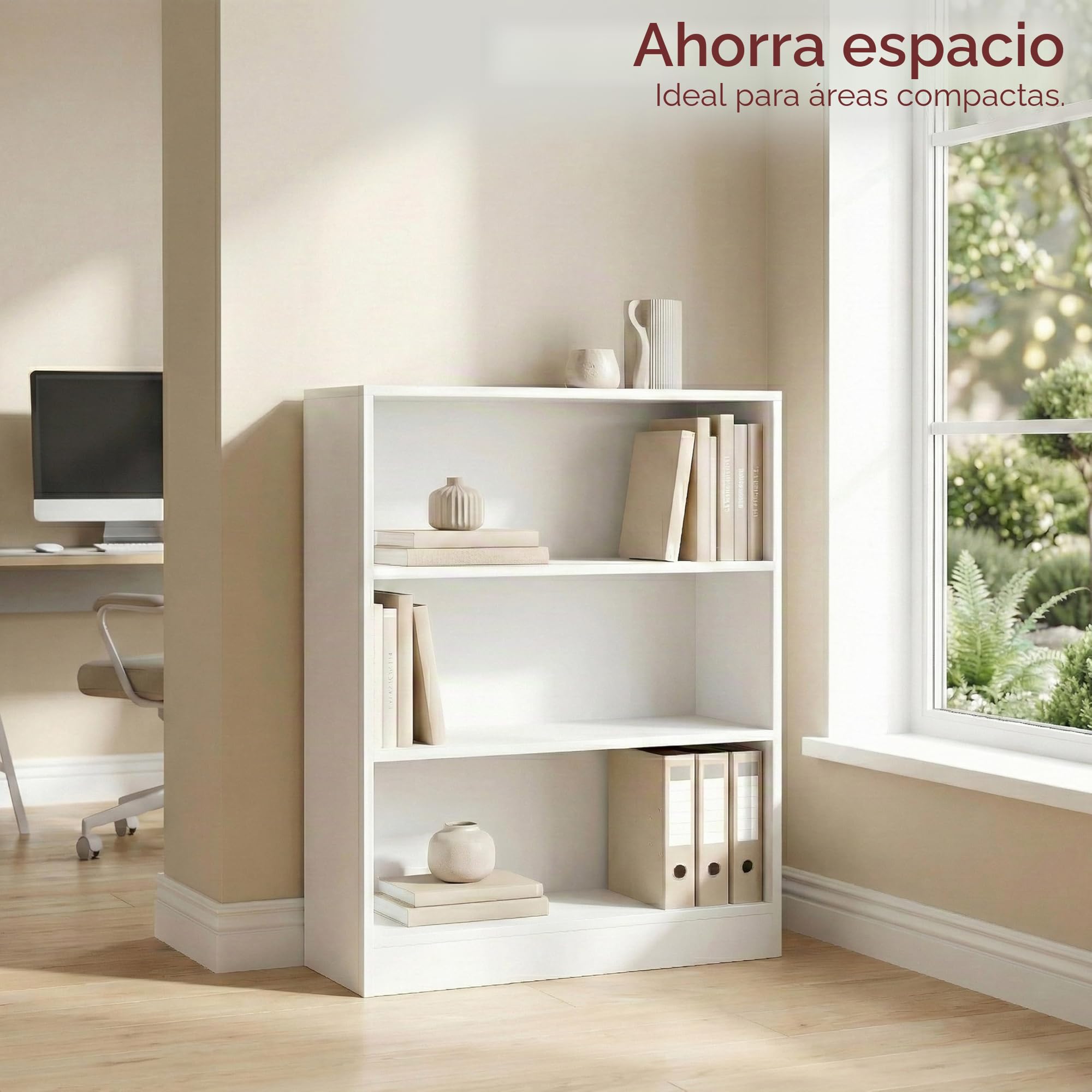 Vida Designs - Estantería Baja Cambridge de Madera de Roble Negra con 3 estantes, para Oficina o Sala de Estar