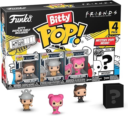 Funko Bitty Pop! Friends - Monica As Catwoman, 4 unidades y una figura misteriosa sorpresa - 0.9 pulgadas (0.9 in) coleccionable - Estante de