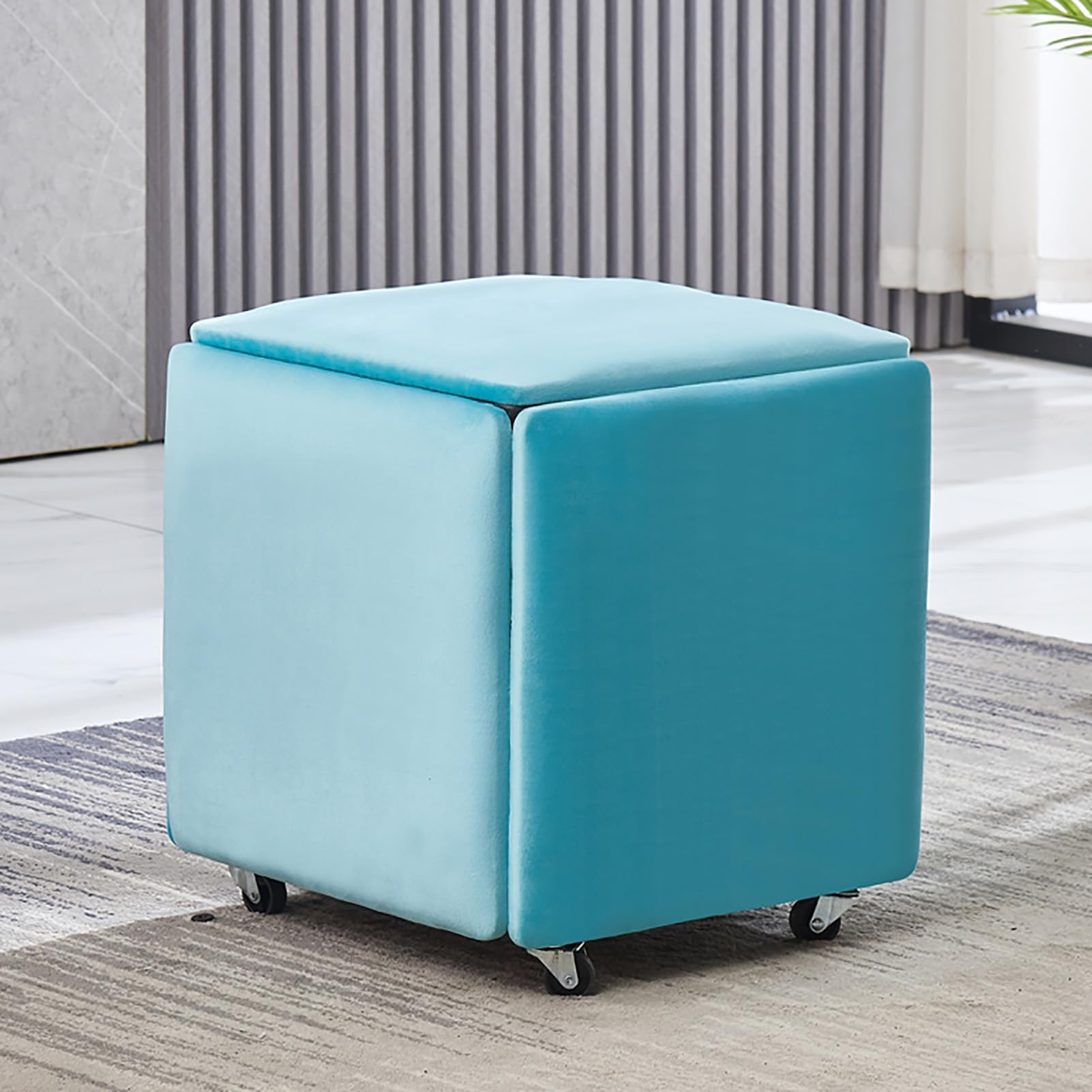 Tabouret gigogne velours et cuir pour un salon modulable et accueillant
