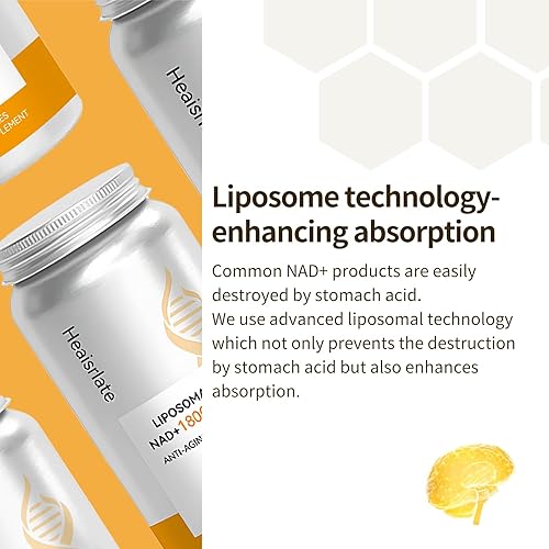 Miniatura 3 de Suplemento NAD+ de 600 mg con quercetina y resveratrol, potenciador liposomal de NAD para energía celular, apoyo antienvejecimiento, fórmula