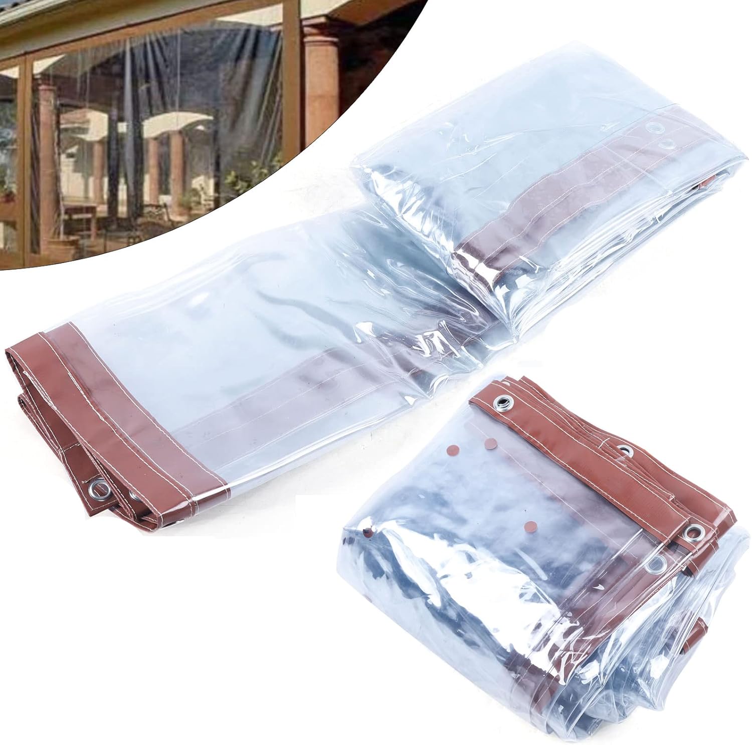 Waterproof Clear Grade Vinyl Clear Awning Canopy Roll Up Patio