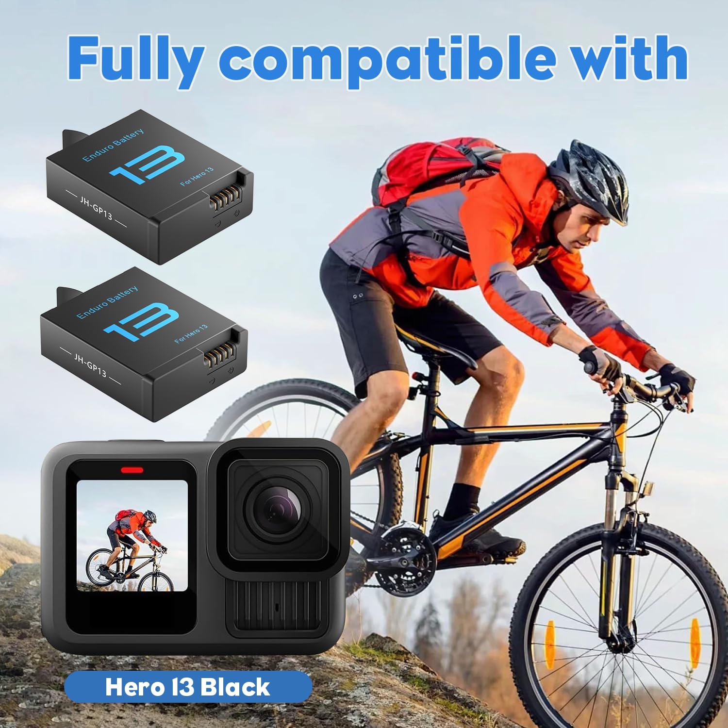 2-Pack Battery & 3-Channel Charger For GoPro Hero 13 Black Camera - 2000mAh 10 thumbnail image