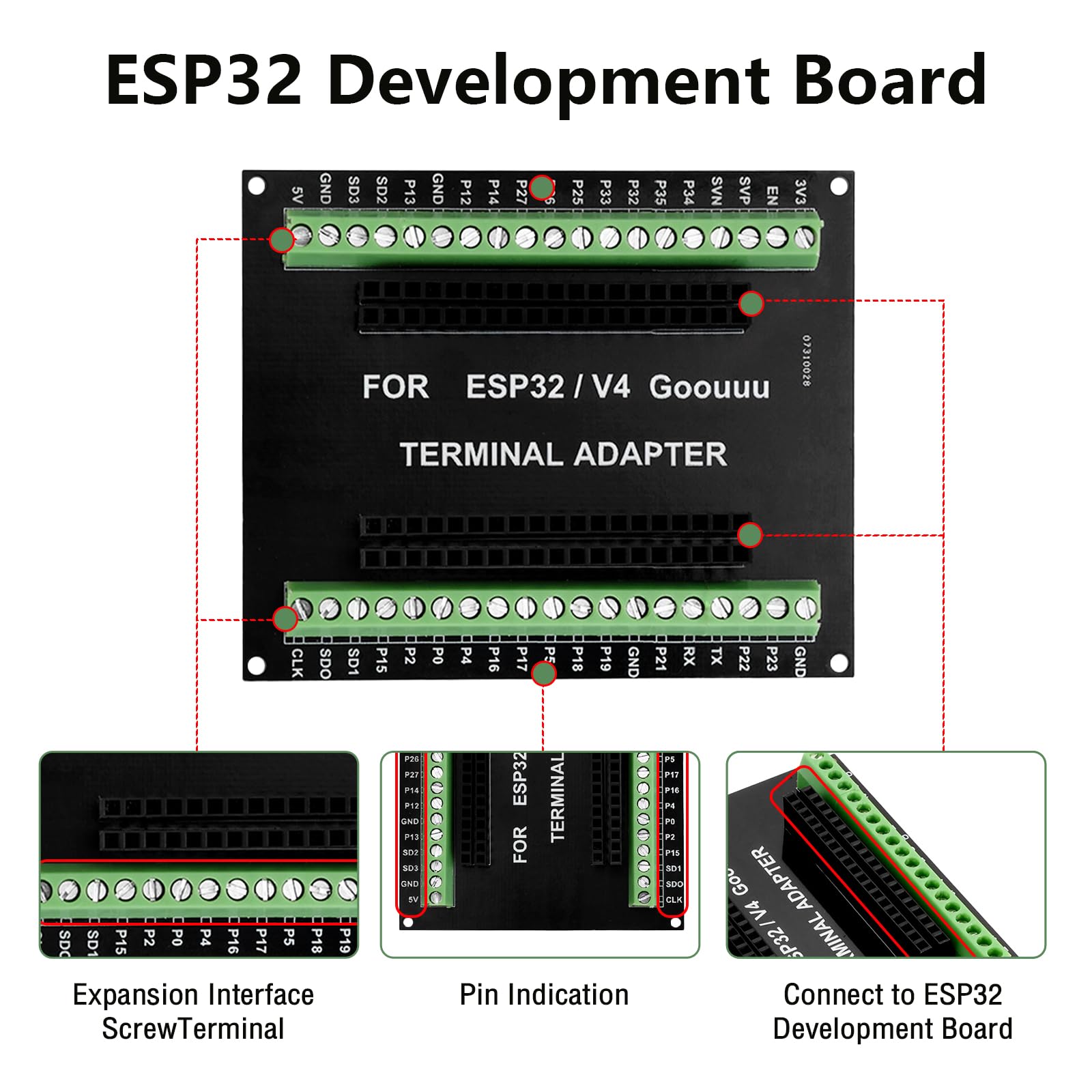 Heemol 2 pezzi per ESP32 scheda breakout GPIO 38PIN per scheda di espansione scheda di sviluppo ESP32 per breadboard