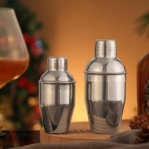 Miniatura 5 de Coctelera de Martini de mano, mezclador de bebidas de acero inoxidable con colador para bar, mini tamaño de bartending en el hogar (11.8 onzas)