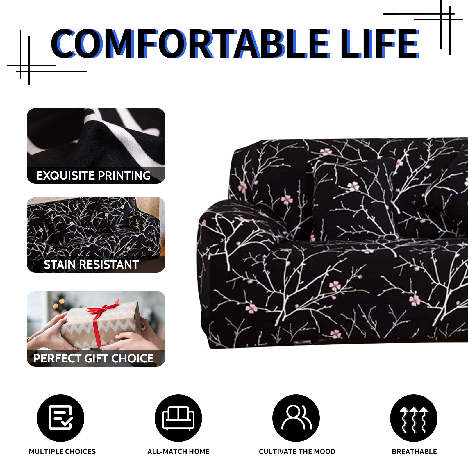 Lydevo Copridivano Elasticizzato 2 Posti Fodere Copri Divano con Braccioli con 2 Copricuscini Moderno Copridivano Fantasia Universale Antiscivolo Lavabile Divano Protector,Prugna