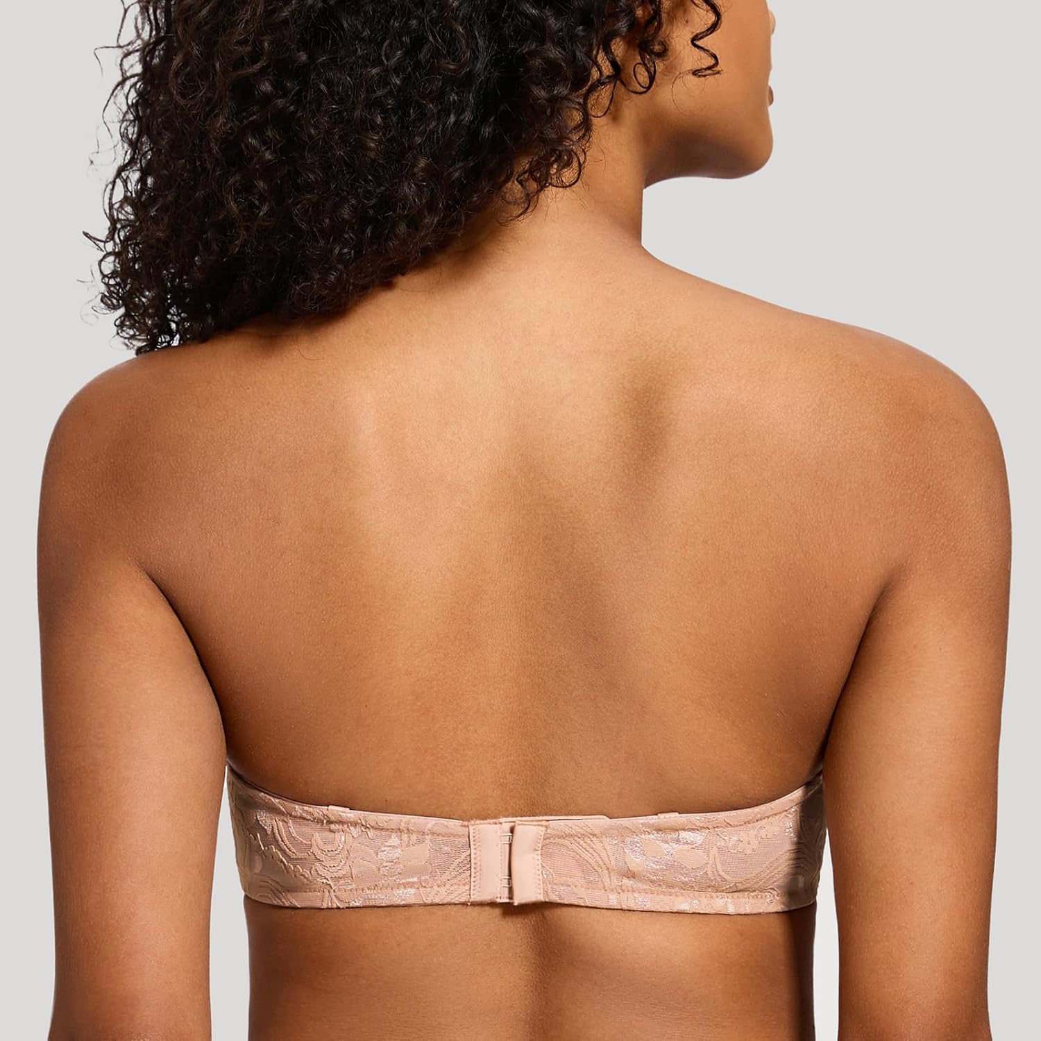 MELENECA Women's No Padding Sheer Lace Bandeau See-Through Minimizer Underwire Strapless Bras