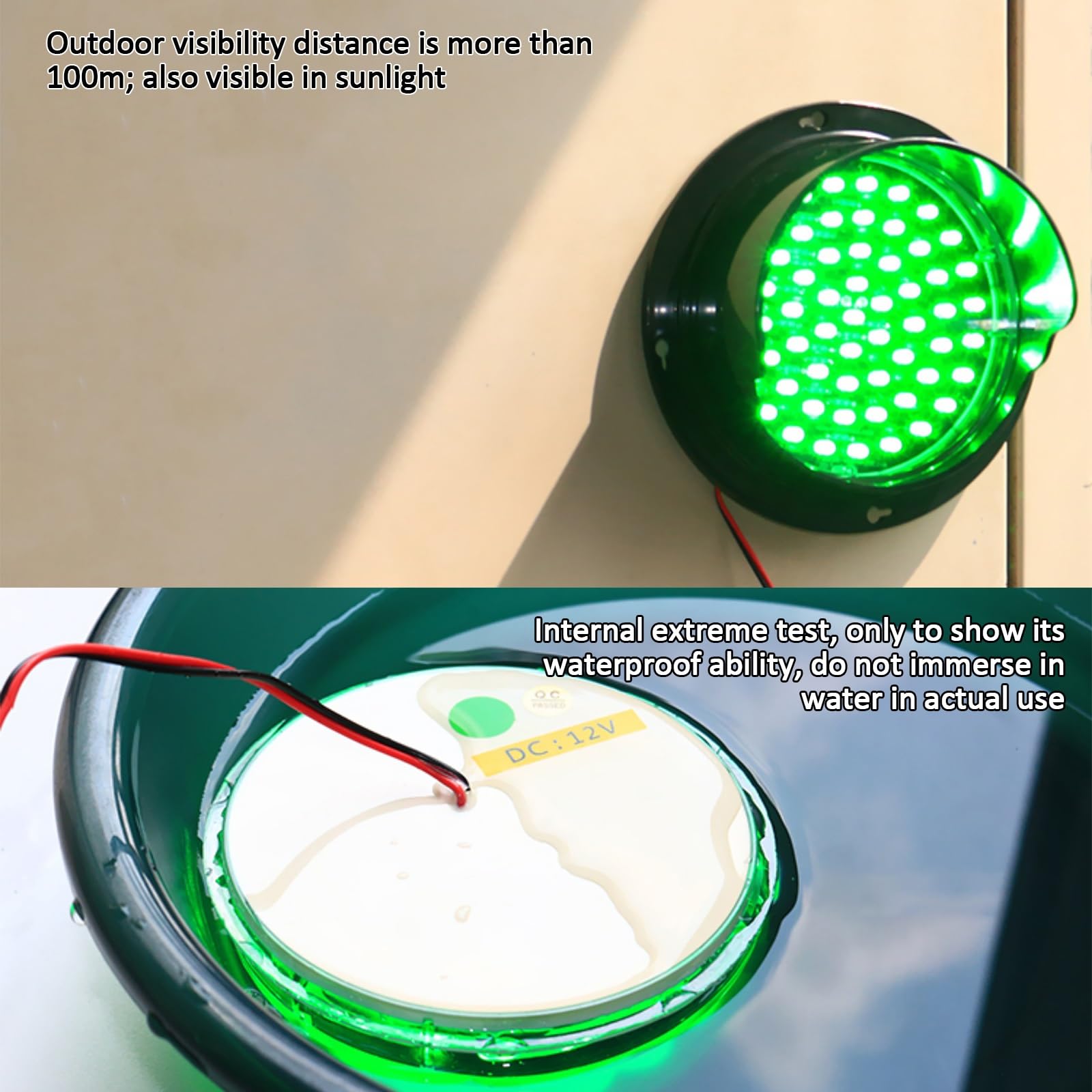 Semáforo, Luz de Freno, Luz de Señalización LED, Carcasa de PC, Impermeable IP67, Control por Botón, para Obras de Construcción y Muelles de Descarga(125mm/5in)