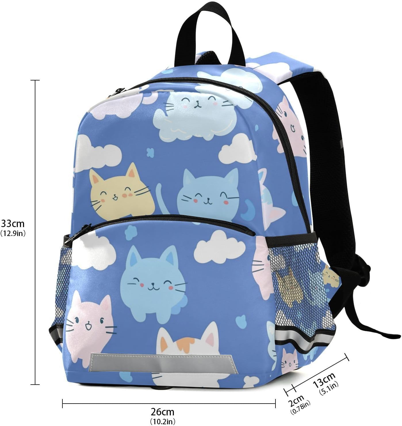 Cats with Cute Clouds Pattern with Blue Sky Kids Backpack for Boys Lightweight Mini School Bag Travel