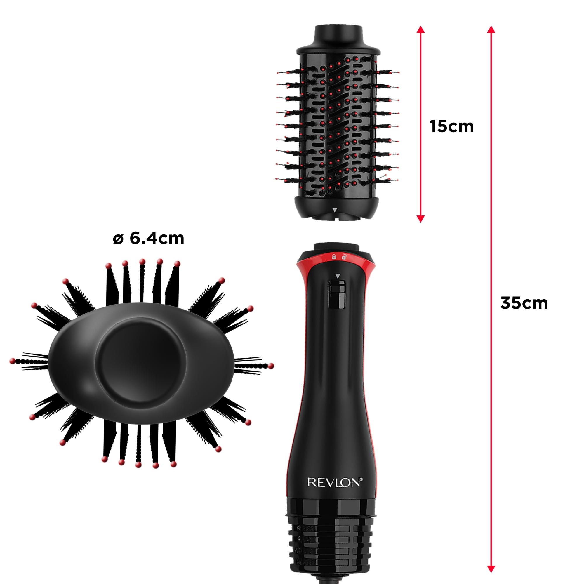 Revlon One-Step Volumiser Plus (spazzola ovale staccabile, rivestimento in ceramica di titanio, setole miste con punte a sfera al carbone attivo, tecnologia ionica alla tormalina)