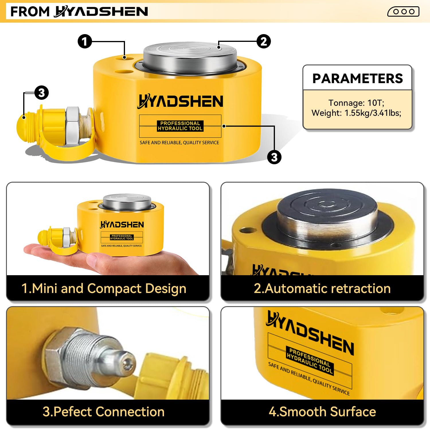 Podnośnik cylindra hydraulicznego 10 ton, niskoprofilowy hydrauliczny podnośnik ramowy, hydrauliczny podnośnik Porta Power Ram, przemysłowy mini siłownik hydrauliczny
