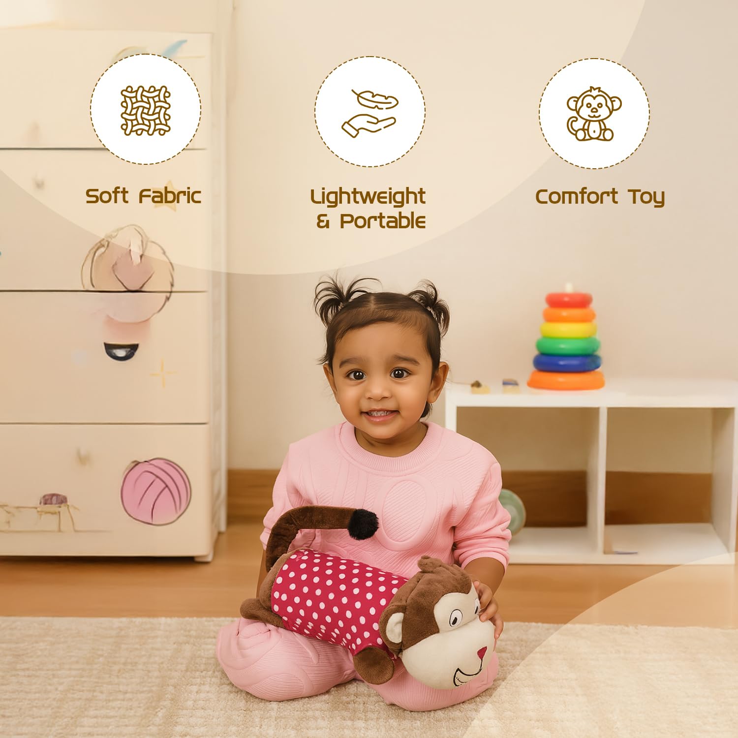 Amazon Brand - Jam & Honey ROFL Monkey | 28 cm Electronic Laughing Plush Toy | Soft & Huggable | BIS Certified | Non-Toxic | for Kids 3+ Years 1