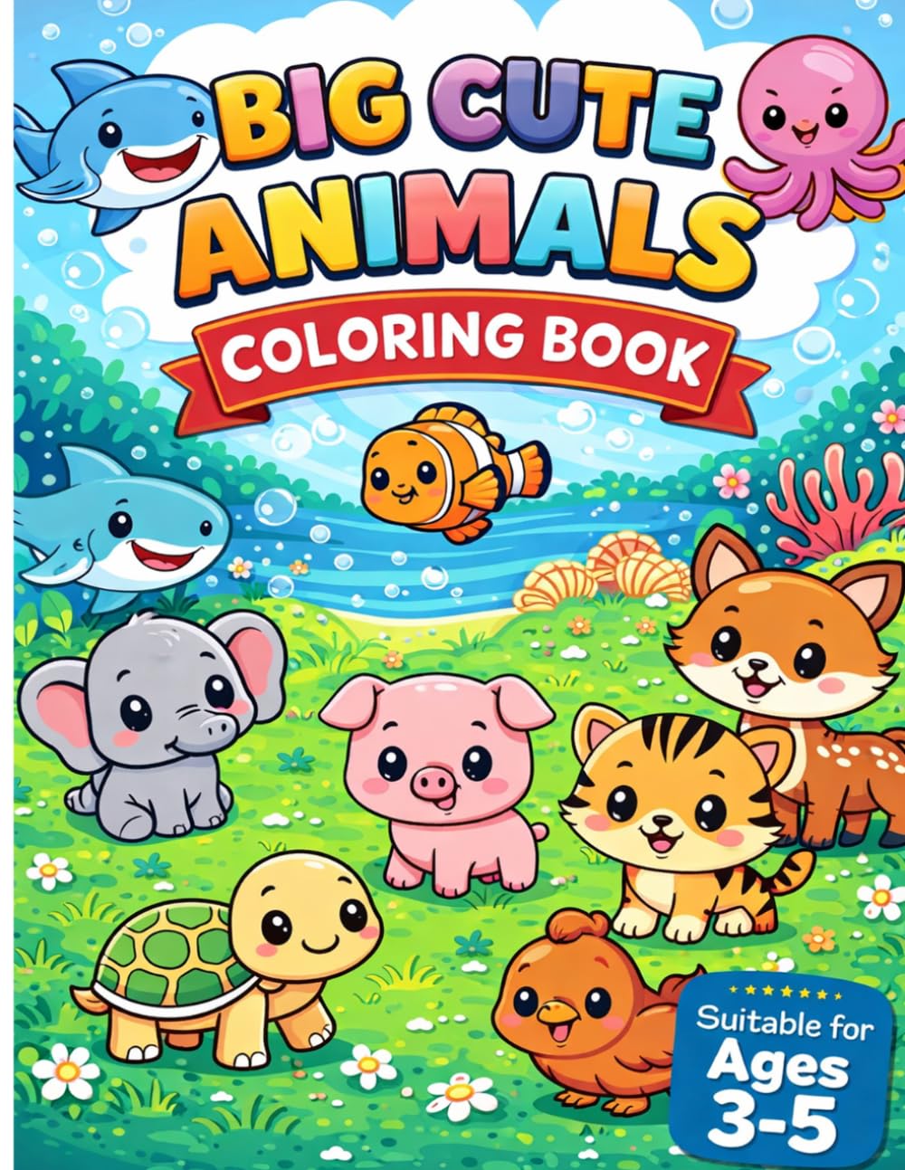 The Big Cute Animals Coloring Book for Kids Ages 3–5: 50+ Simple and Adorable Animal Designs for Toddlers & Preschool – Easy Coloring with Bold Outlines