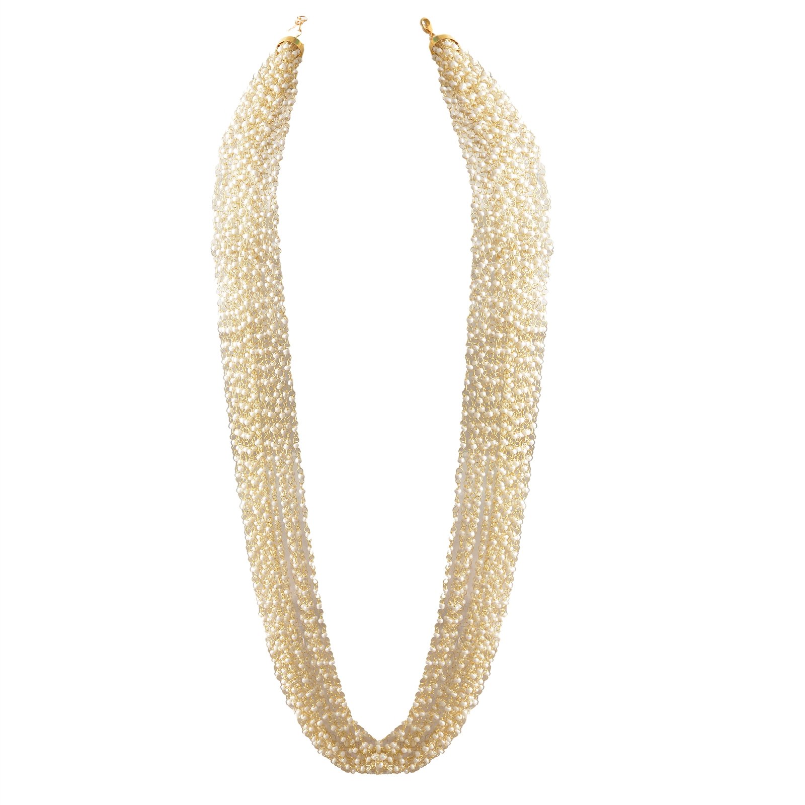 Zephyrr Jewellery Hand Made Golden White Pearl Multi Strand Necklace For Women and Girls (B01L7783J4) Amazon Price History, Amazon Price Tracker