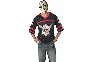Jason Voorhees Friday The 13Th Hockey Jersey and Halloween Costume Deluxe Prop Mask
